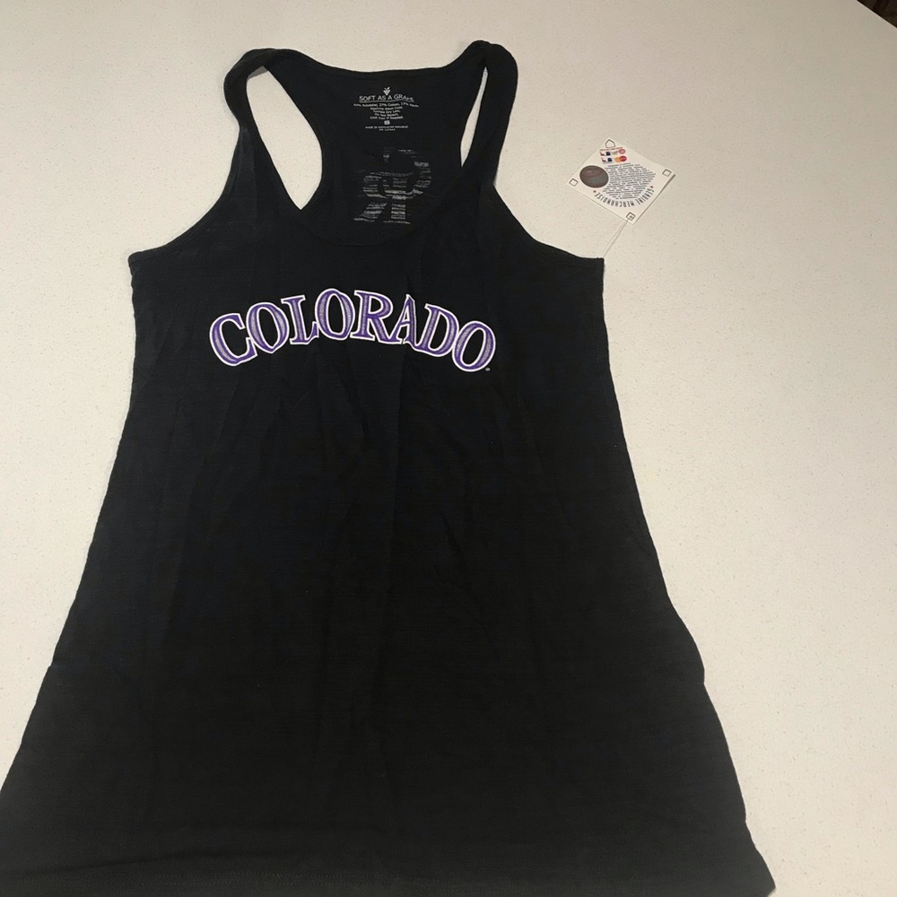 Colorado Rockies MLB Tank Top Women’s Black Sleeveless Racerback Size Sm…